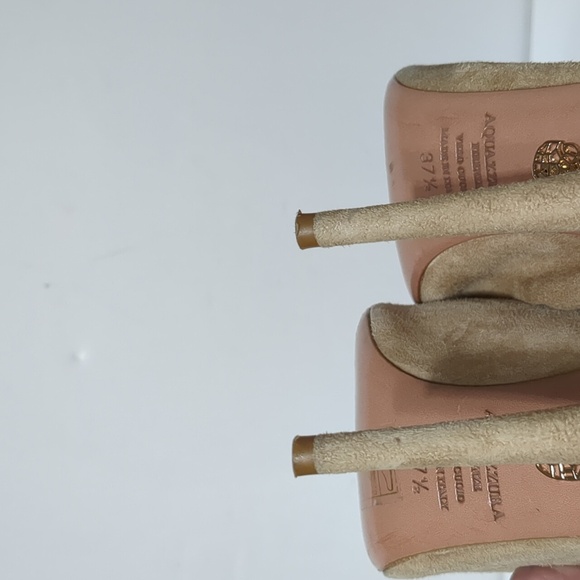 Aquazzura Firenze Tan Suede Leather Covered Lace-Up Heels size EU 37.5 US 7 - Picture 13 of 13